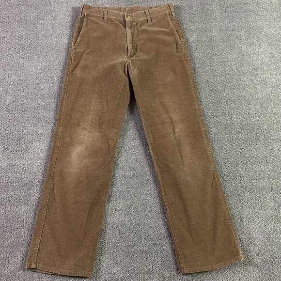 Vintage 70s Lee Corduroy Pants Men's 34 x 32 Fits 32x31 Brown USA Talon Zipper - Picture 1 of 12